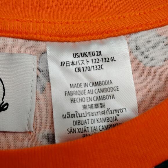 Disney Trick Or Treat Pajama Set NWOT 2X Orange Mickey Pumpkin Graphics 2 Pieces - Picture 12 of 13